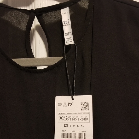 NWT Zara Blouse Women's Size XS Color Black - Picture 4 of 5